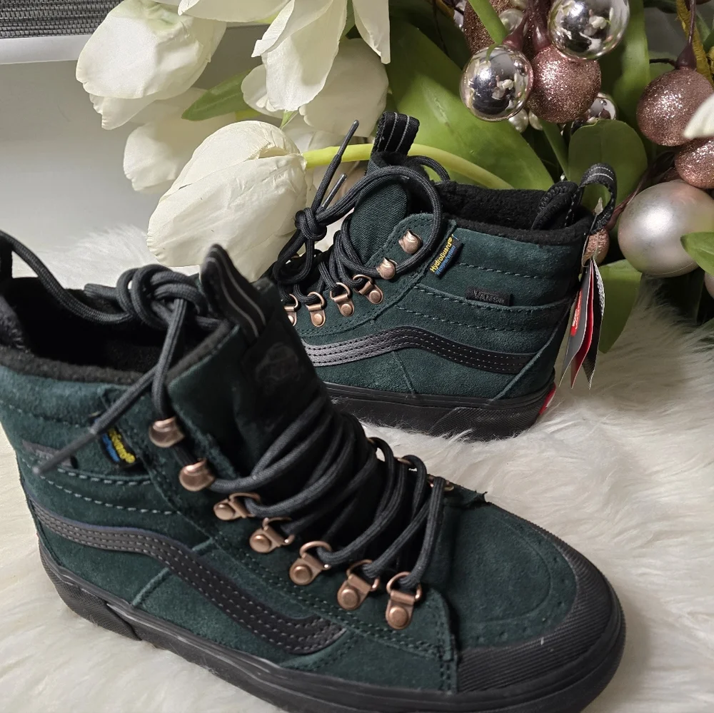 Vans Sk8-Hi MTE Waterproof Boots Scarab Green Insulated Hiking  New